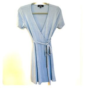 Light Blue Mini Wrap Dress